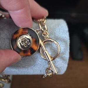Ralph Lauren Gold Chain Key & Card Holder with Tortoiseshell Disc
